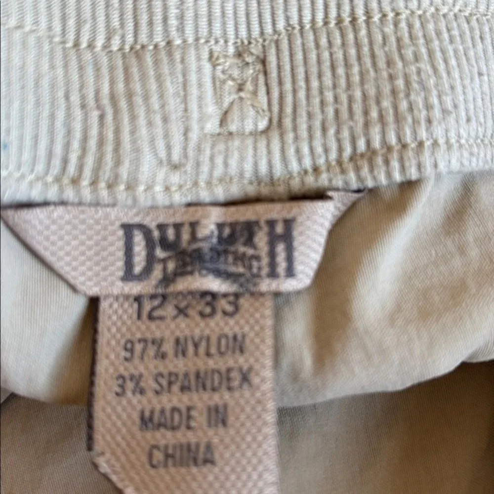 Duluth Trading Dry-on-the-Fly Cargo Pants Tan‎ hiking draw string 12 x 33 60755